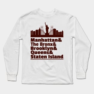 'Five Boroughs of New York City' New York City Gift Long Sleeve T-Shirt